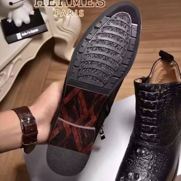 Bota Cano Baixo Couro Hermes - Imagem 2