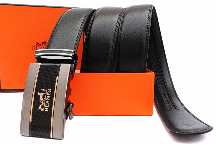 Cinto Masculino de Couro Preto Hermes