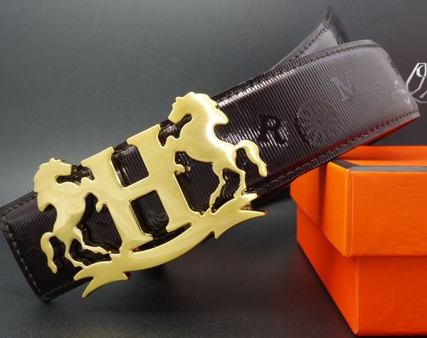 Cintos Unissex de Couro Preto Hermes