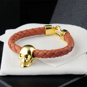 Pulseira de couro caveira Alexander MCQueen