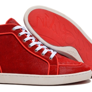 Tênis Cano Alto Couro Vermelho Christian Louboutin
