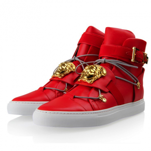 Tênis Cano Alto Vermelho Couro Versace