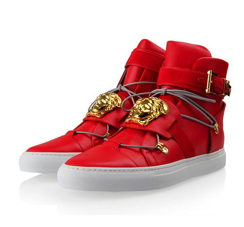 Tênis Cano Alto Vermelho Couro Versace - Imagem 3