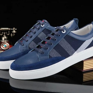 Tênis Couro Azul Burberry