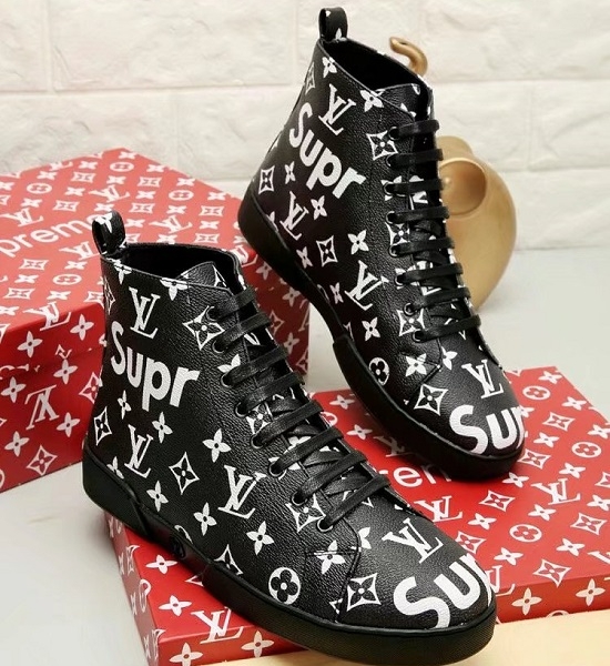 Tênis cano alto couro Louis Vuitton x Supreme - Image 2