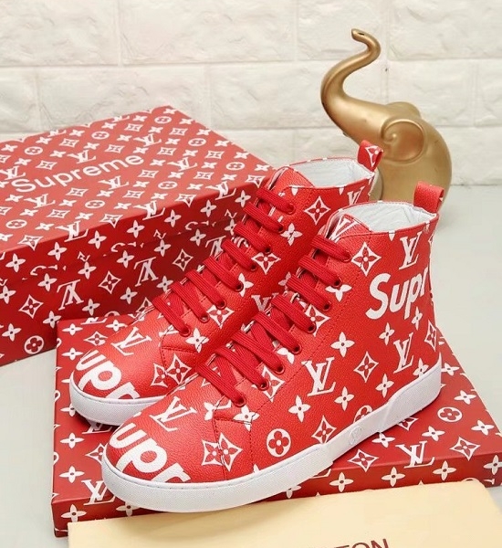Tênis cano alto couro Louis Vuitton x Supreme - Image 3