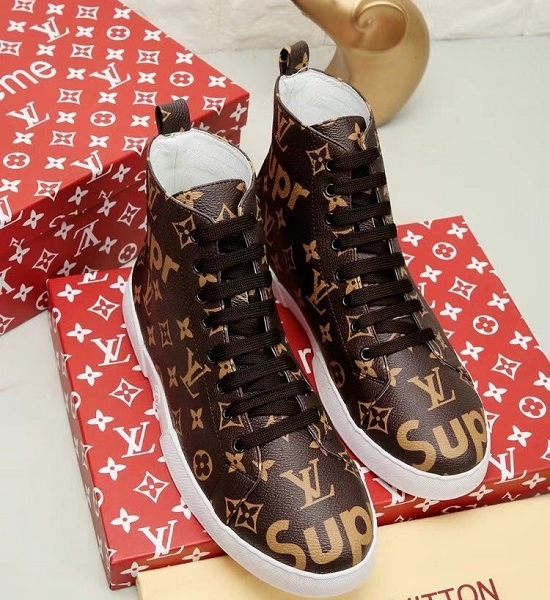 Tênis cano alto couro Louis Vuitton x Supreme - Image 4
