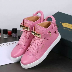 Tênis cano alto couro rosa Buscemi