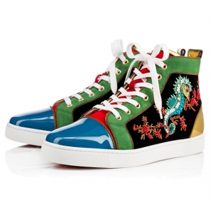 Tênis cano alto em couro Christian Louboutin